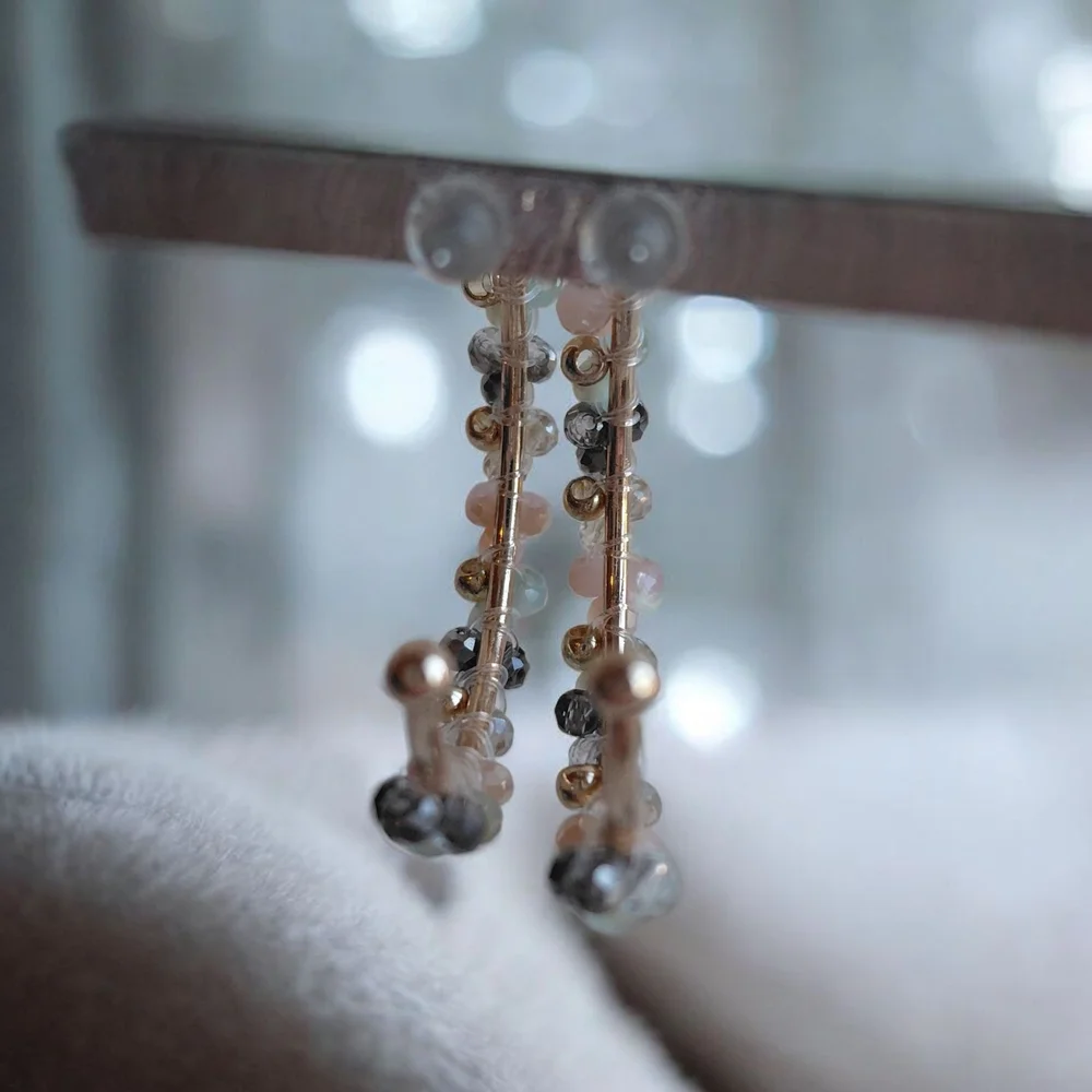 Fashion Jewelry Pastel Beaded Hoop Earrings - Picture 4 of 4